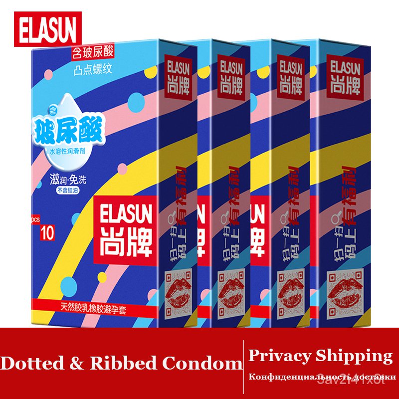 Elasun 40pcs Lot Dotted And Ribbed Condoms With Lots Hyaluronic Acid