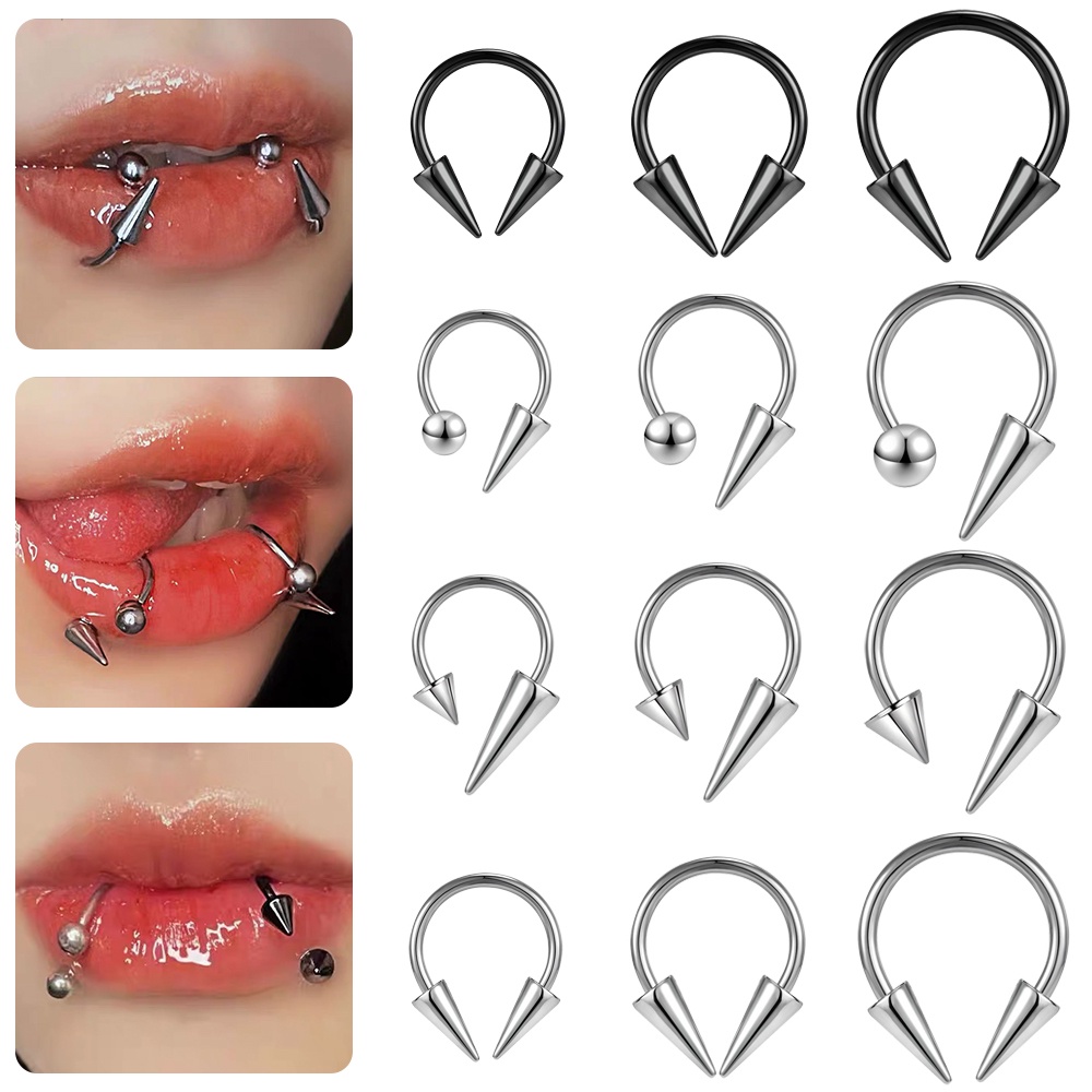 1 PC 16G 8/10/12mm Cone Septum Piercing Stainless Steel Horseshoe Nose ...