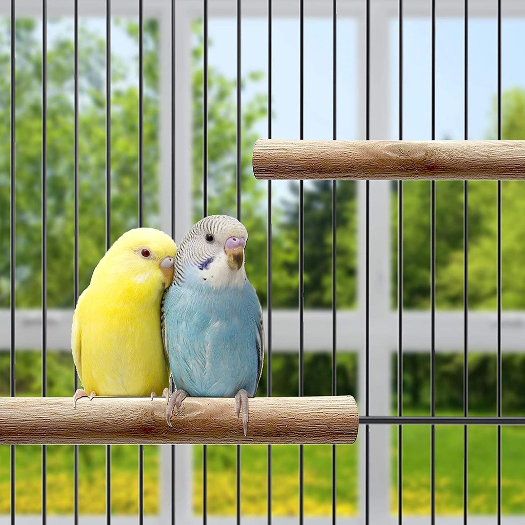 Small Bird Parakeet Parrot Natural Wood Hanging Perch Cage Stand 10cm ...
