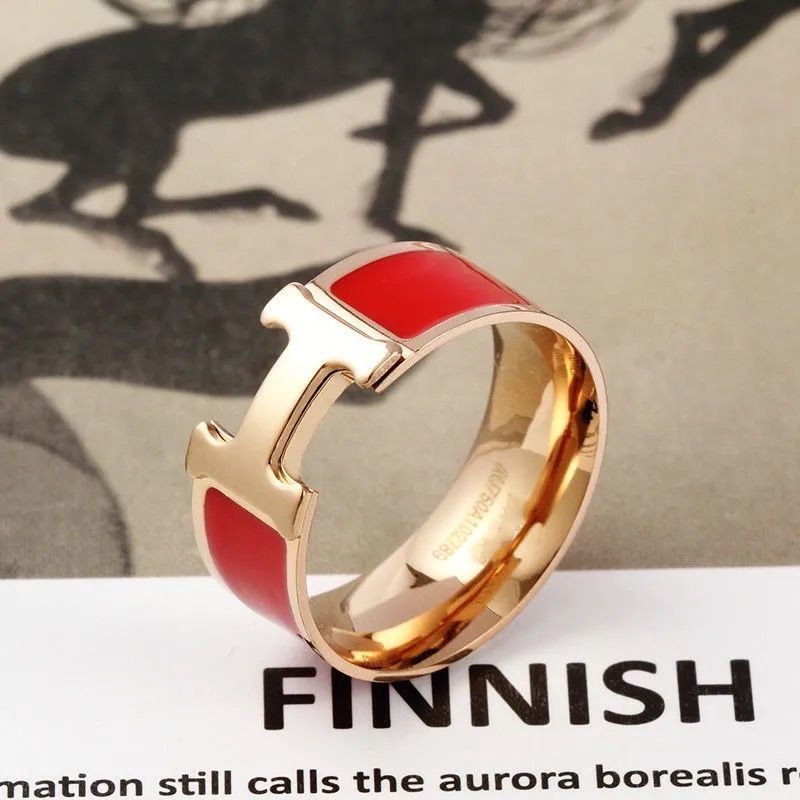 HERMES H Ring 925 Silver Non Fading Enamel All Match Couple Female Fashion