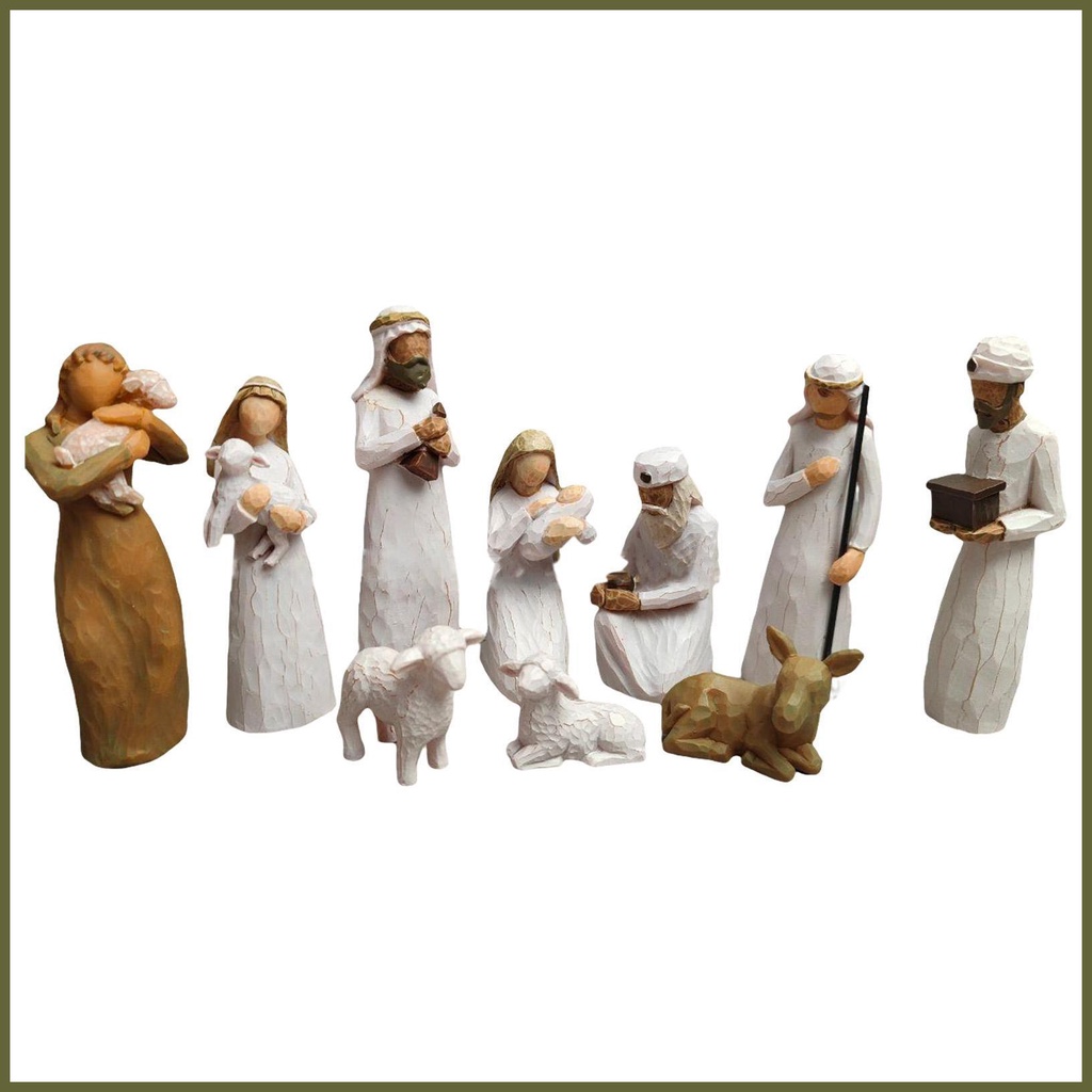 10pcs Nativity Statue Set Hand Painted Manger Christmas Jesus Ornament ...