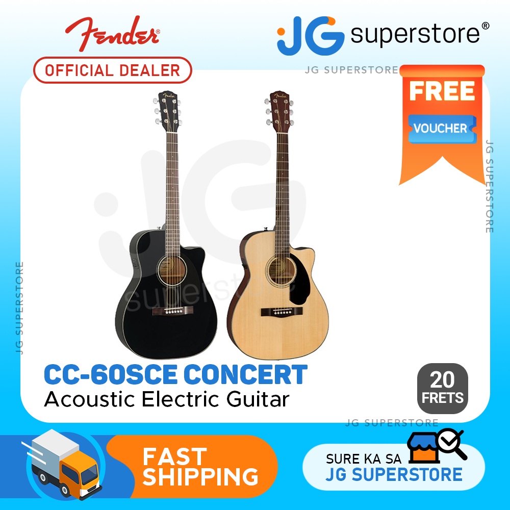 Fender CC60SCE Concert Acoustic Electric Guitar with Cutaway, Walnut