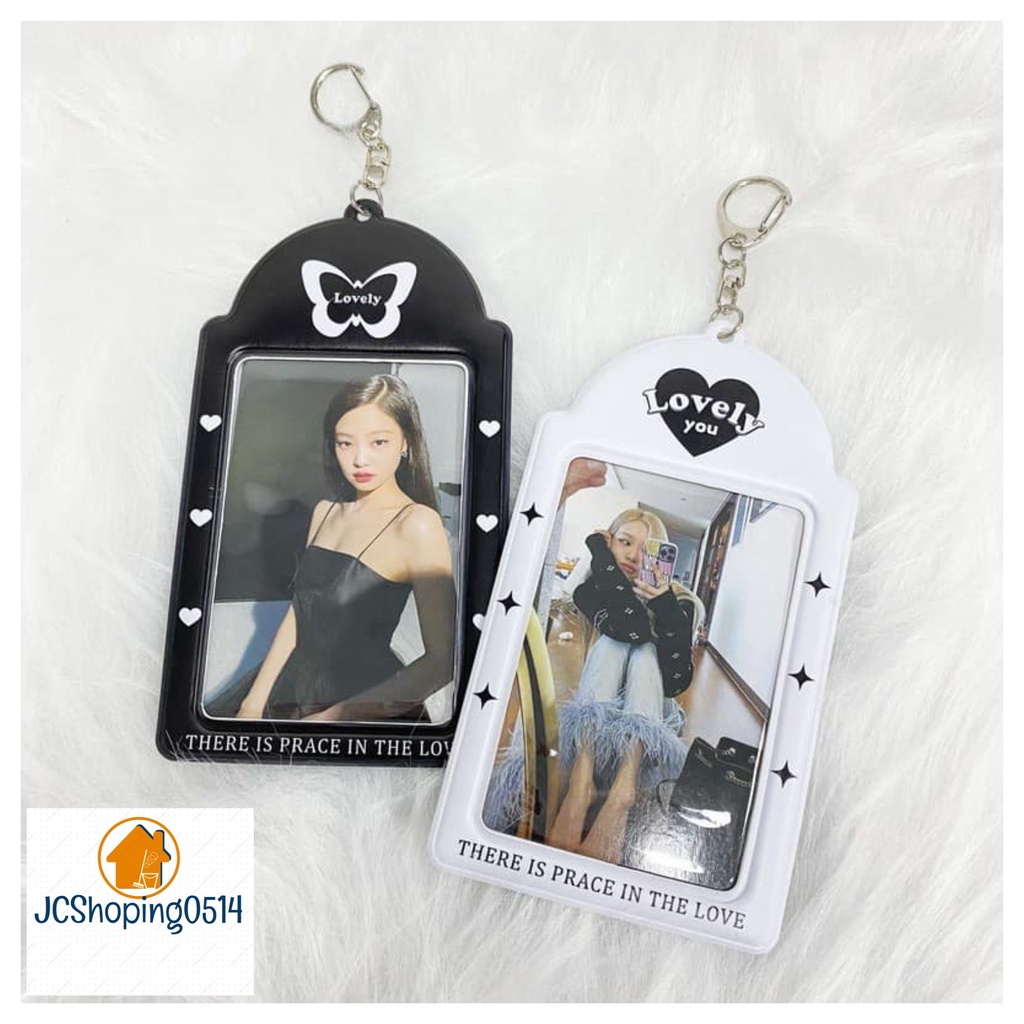 SHHM Ins Black White Idol Album Card Holder Keychain 3 Inch Photo ...