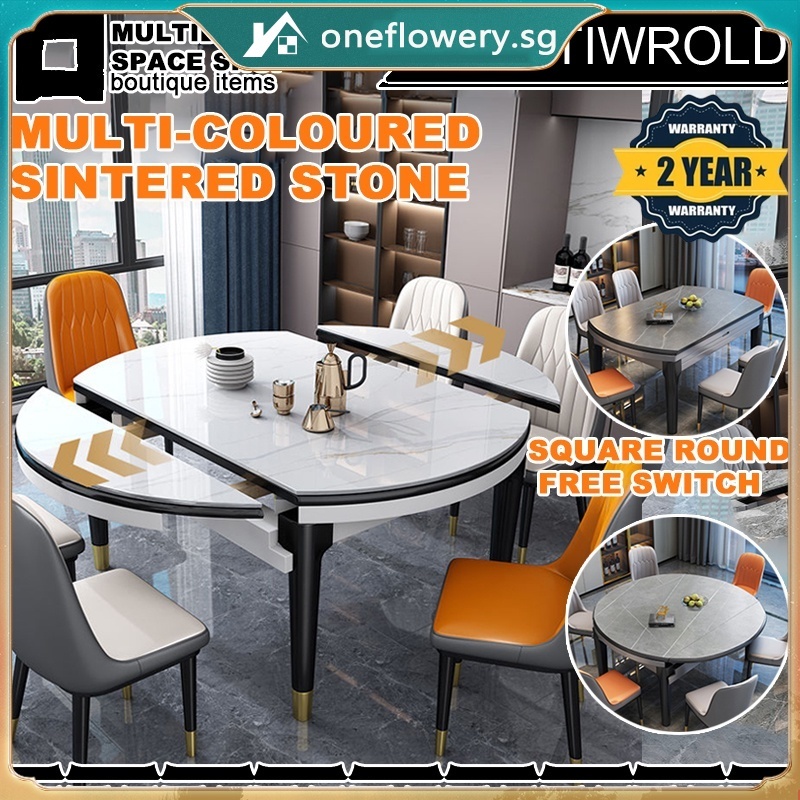 ONE MU Sintered Stone Foldable Table Stone Extendable Dining Table