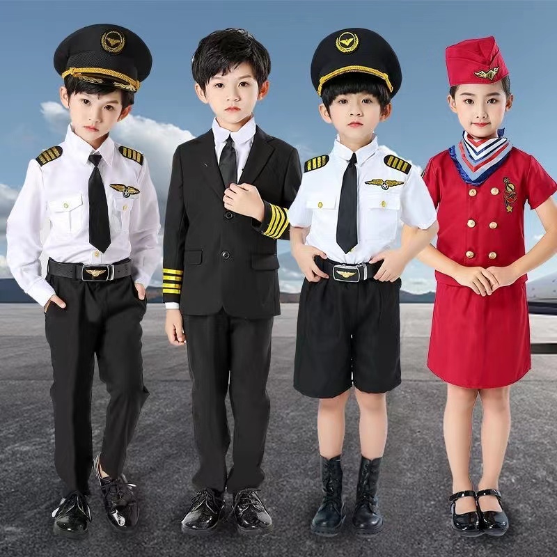 Congme Airline Pilot Captain Costume for Kids Boys Girls Captain ...