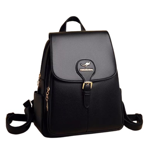 HITAM Nozawa TA134B5 PREMIUM Black Leather BACKPACK IMPORT KOREA School