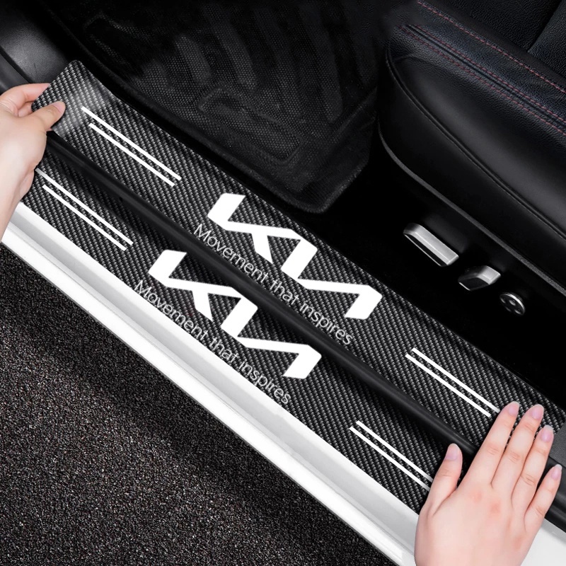 Car Carbon Fiber Door Threshold Sill Stickers Protector Strip for KIA