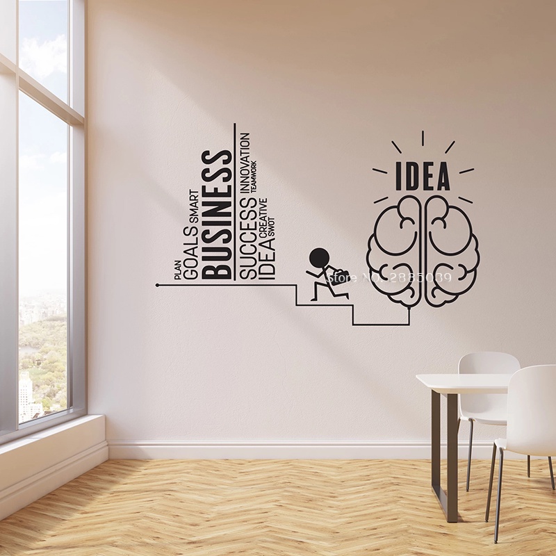 Business Vinyl Wall Decal Idea Success Light Bulb Home Office Company ...