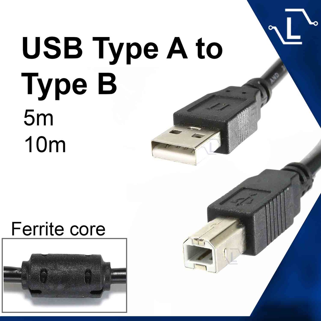 [Luminense] USB Type B Cable Ferrite Core PLC Cable Arduino Uno Mega