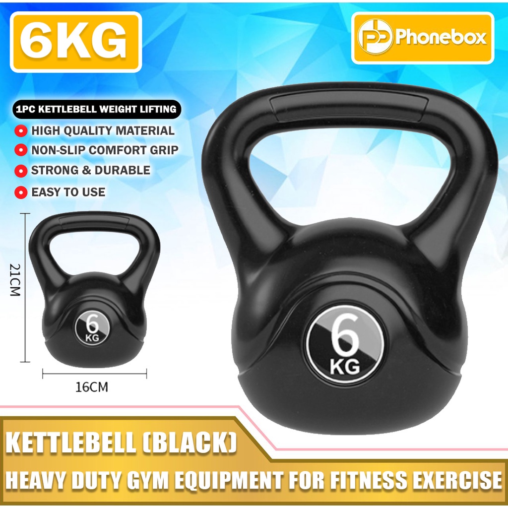 PB Kettlebell 6KG Dumbbell PVC Coated Kettlebells Home Gym Equipment