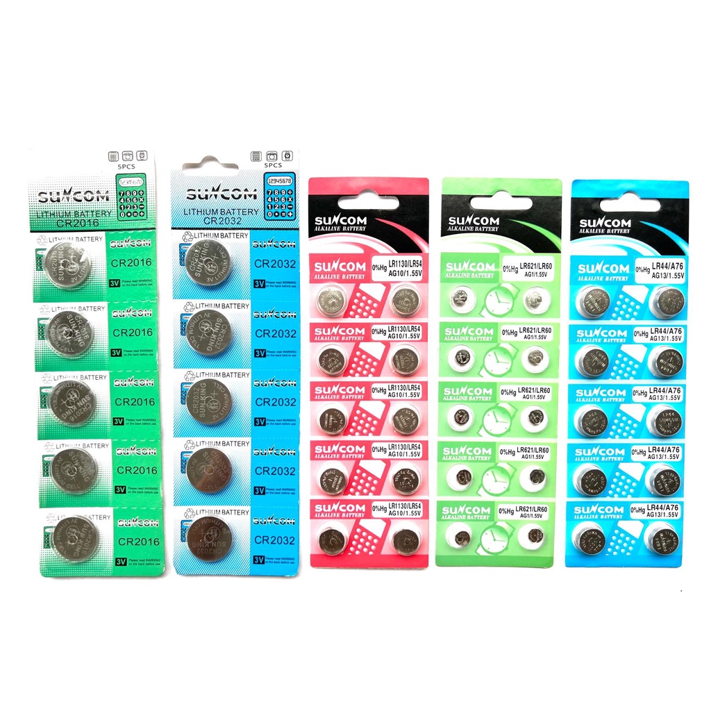 SUNCOM BATTERY CR2032 CR2016 LR1130/LR54 LR621/LR60 LR44/A76 LR41/LR192 ...