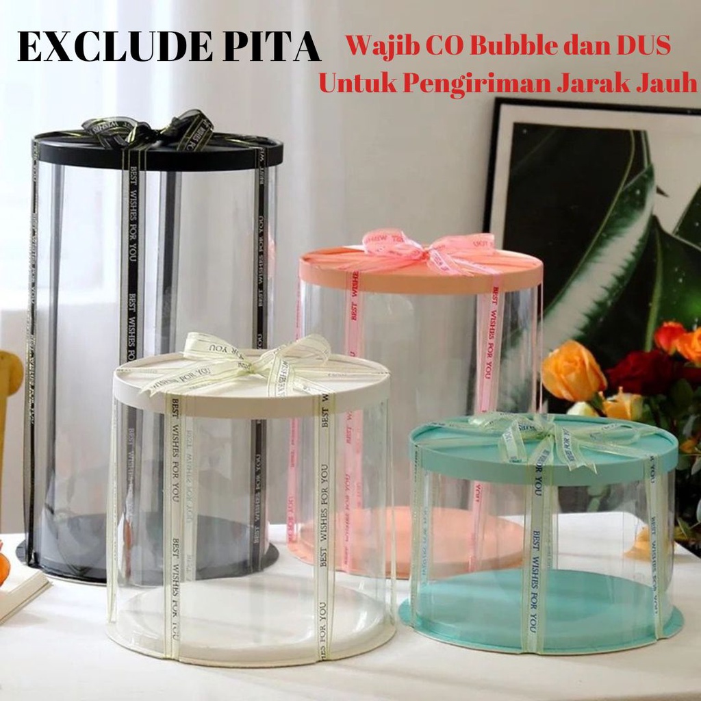 Regular Round Cake Box Diameter 22cm and 26 cm Transparent Mica Cake ...