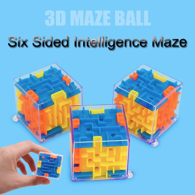 3D Rubik Cube Rotating Ball Six-sided Maze Fidget Toys Mini Children ...