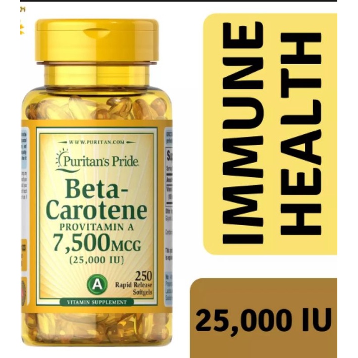 Puritan's Pride Beta Carotene 7,500mg 250 softgel 100 AUTHENTIC