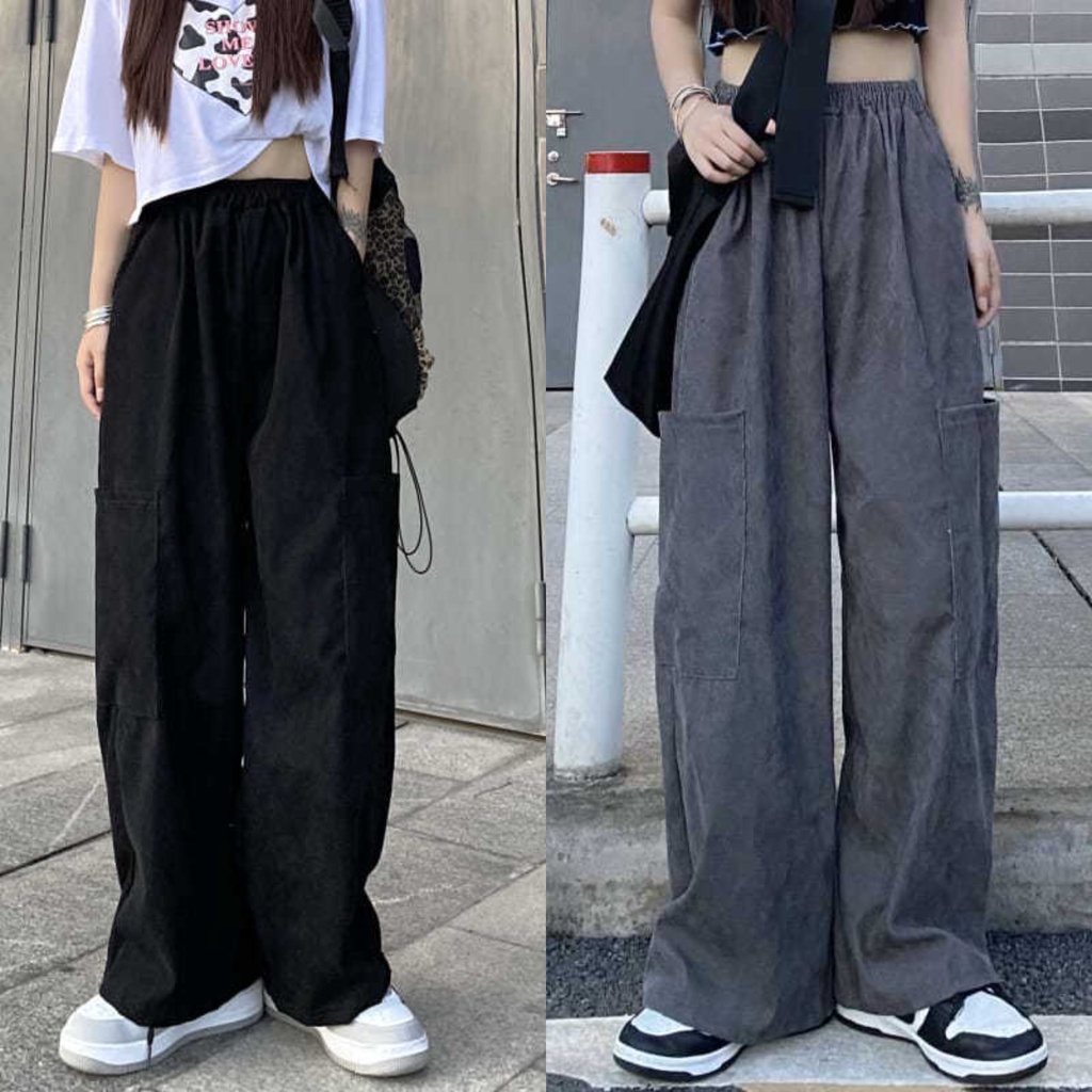 【COD & Ready Stock】 Cargo Pants For Women High Waist Straight Cut ...