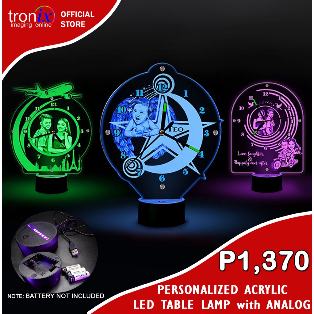 Tronix Imaging Personalized 3d Night Lamp Led Clock Acrylic Glow In The
