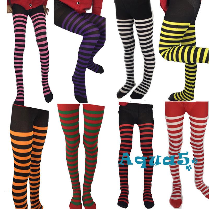 AQQ-Children Girl Pantyhose, Kids Striped Pattern High Waist Cosplay ...