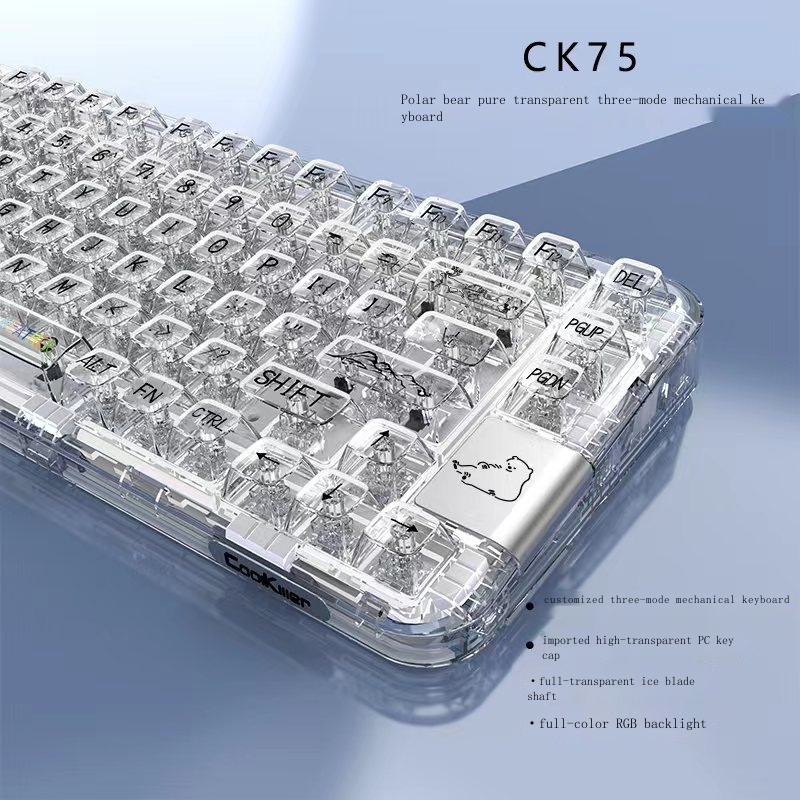 coolkiller polar bear CK75 fully transparent mechanical keyboard three ...