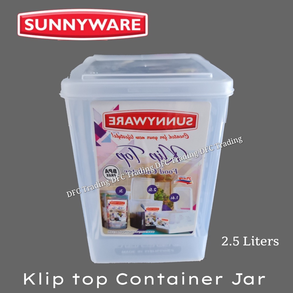 3 pcs 2.5 liters Square Food Grade Canister JAR Container clip top ...