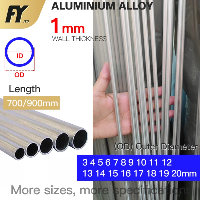 FUYI aluminum tube 1mm wall thickness 700mm 950mm length High Quality Straight 3 4 5 6 7 8 9 10
