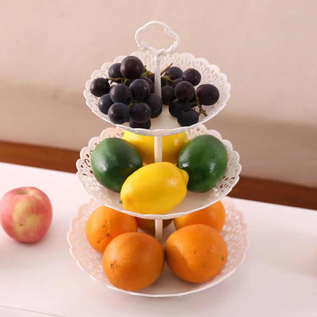 3 Layered easy assemble fruits table display holder durable plastic ...