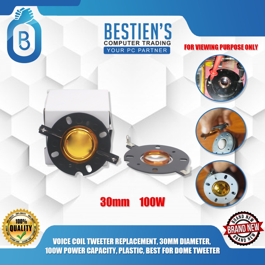 VOICE COIL TWEETER REPLACEMENT, 30MM DIAMETER, 100W POWER CAPACITY ...