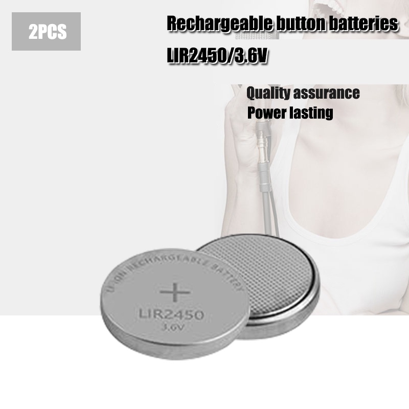 ~2Pcs NEW LIR2450 2450 Rechargeable Li-ion 3.6V Battery Button Coin ...