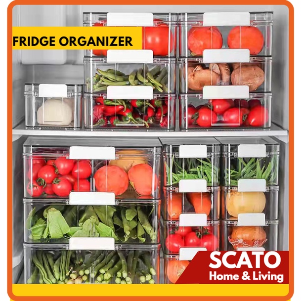fridge stackable organizer bin set transparent ref food storage ...