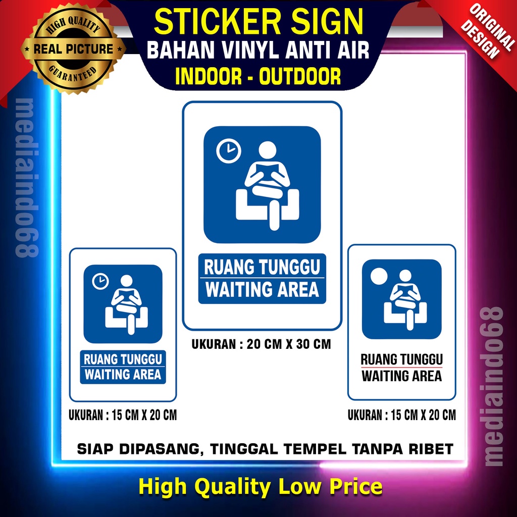 Sticker SIGN-Waterproof VINYL Absorbent (WAITING ROOM-WAITING ROOM ...