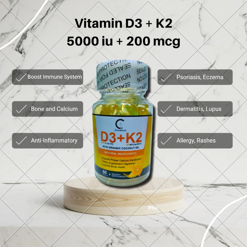 Vitamin D3 500IU + K2 200MCG MK7 / AntiInflammatory Boost Immune