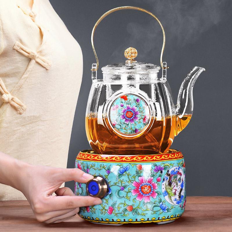 Enamel Color Small Fully Automatic Electric Ceramic Stove Teapot Set