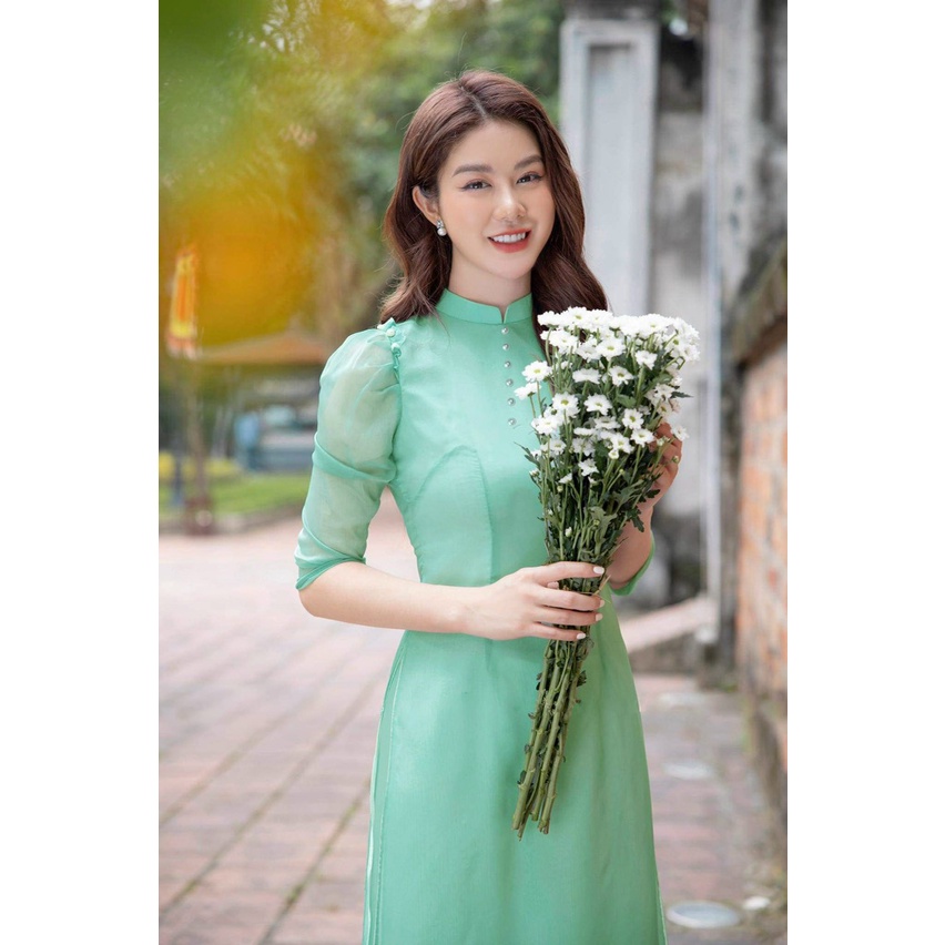 Set SET Fashion Ao Dai HighQuality Colored Silk Sleeveless 4