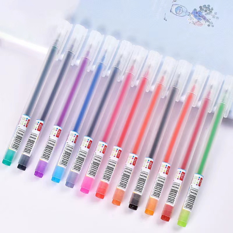 Muji Style Gel Pen 12 Colors Simple Gel Pen Quick Drying Writing Pen 05mm Signature Pen Black