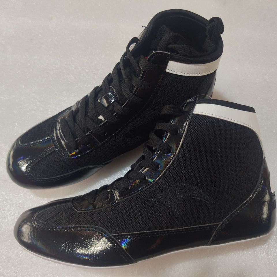 Colorful Black Shiny Wrestling Shoes Boxing Sanda Fighting Judo Squat