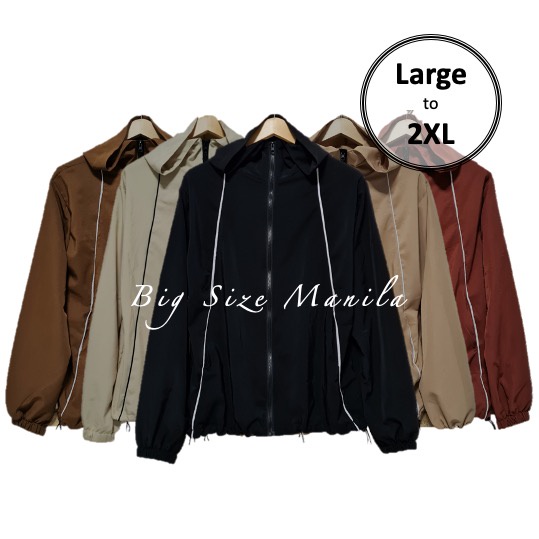 L 2xl Plus Size Big Size Unisex Zip Up With Hood Windbreaker Taslan