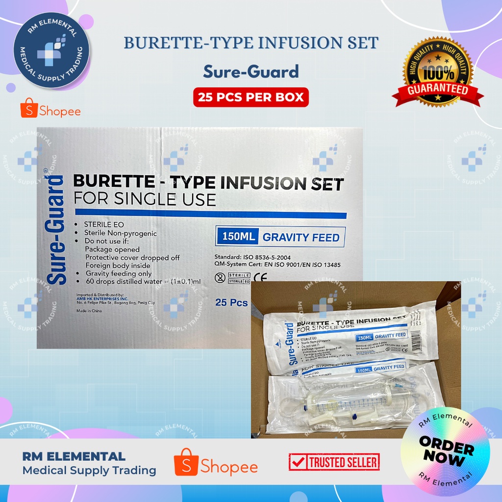 [ 25's ] BURETTE / SOLUSET - TYPE INFUSION SET SURE-GUARD 150 ML ...