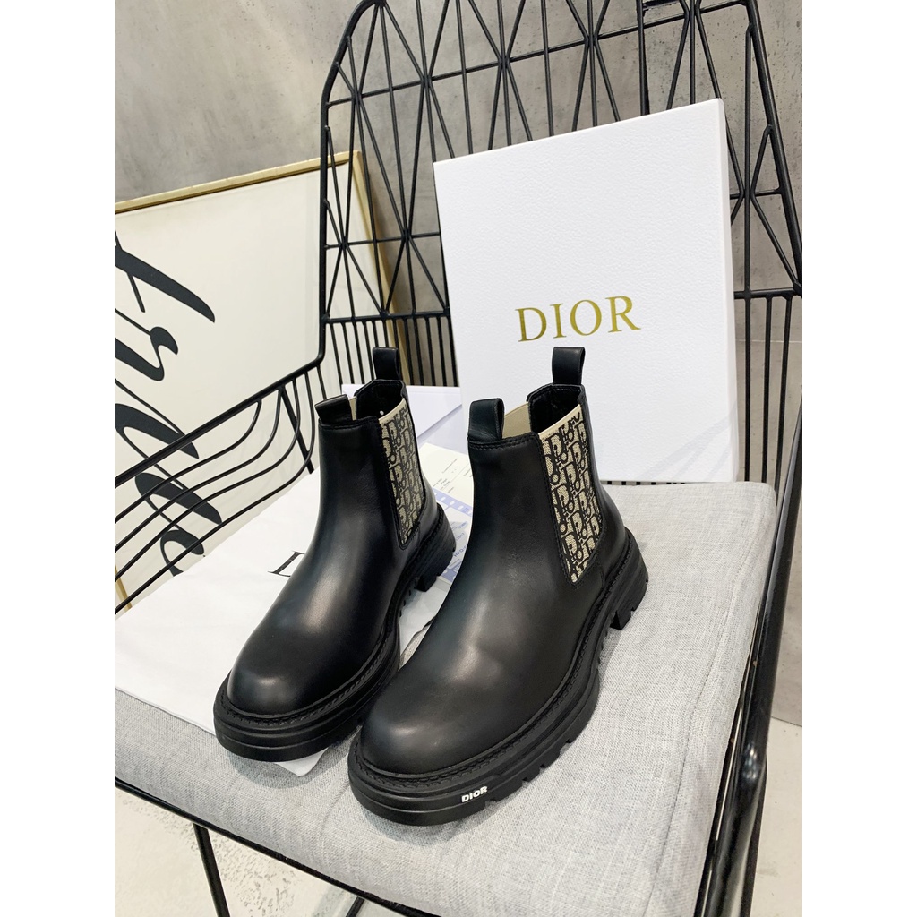 DIOR Women's Mid-Top Boots Thick-Soled Versatile Martin | Shopee ...