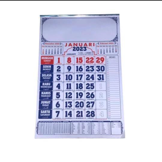 Putih Wall Calender 2022 White Plain Hijriah Masehi And China 12 Sheets Jumbo And Small Sizes 7553