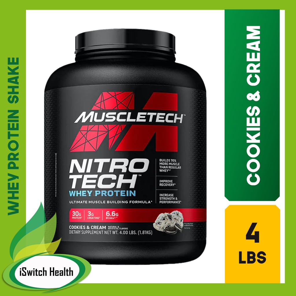 Muscletech Nitrotech Whey Protein Ultimate Muscle Building 4lbs Cookies And Cream Shopee