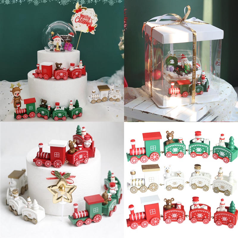 Christmas Train Cake Decoration Decoration Santa Claus Snowman Elk ...