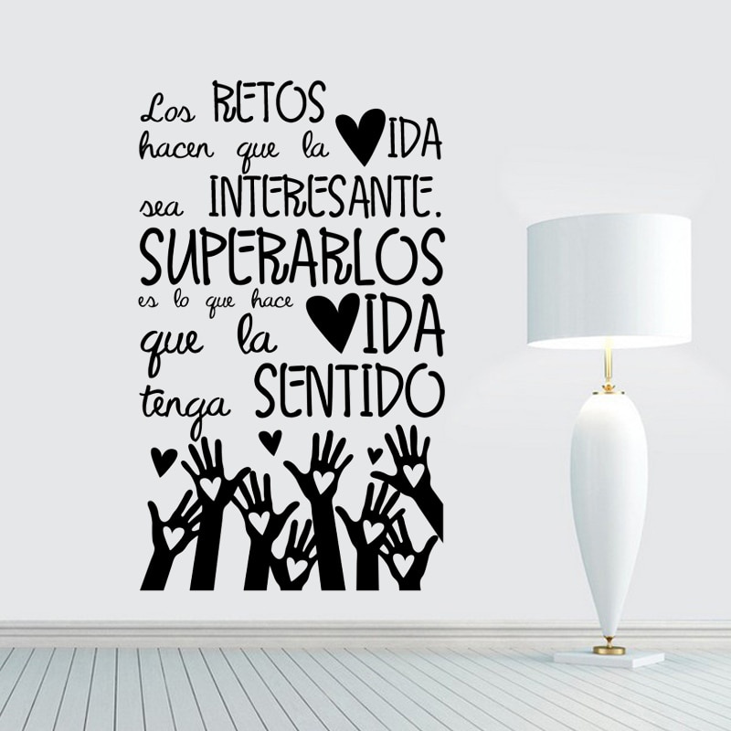 Los Retos Hacen Que Spanish Quotes Wall Stickers Motivation Phrase