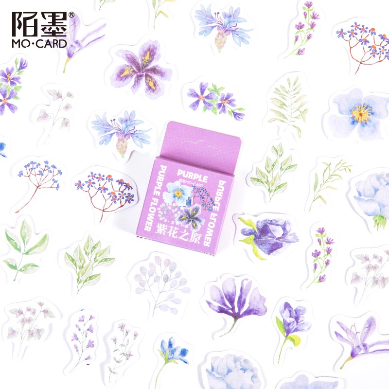 46 Pcs/Box Purple Flowers Original Stickers Hand Account Album ...