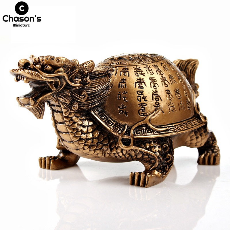 ~Dragon Turtle Golden Lucky Money Toad Feng Shui Figurines Sculpture ...