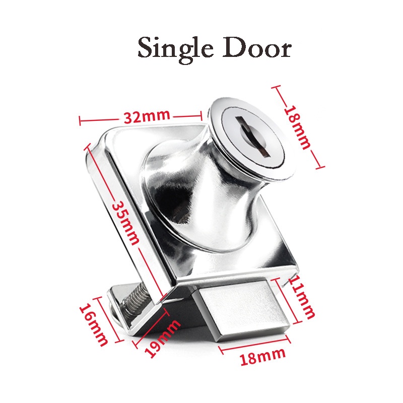 Zinc Alloy Single Double Door Push Sliding Lock 58mm Glass