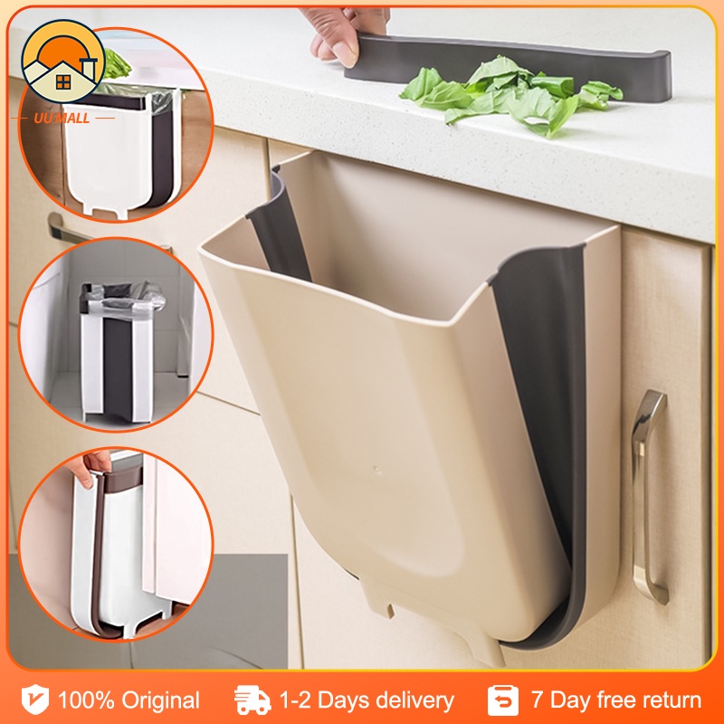 Kitchen Foldable Trash Can Wall Mounted Hanging Mini Small