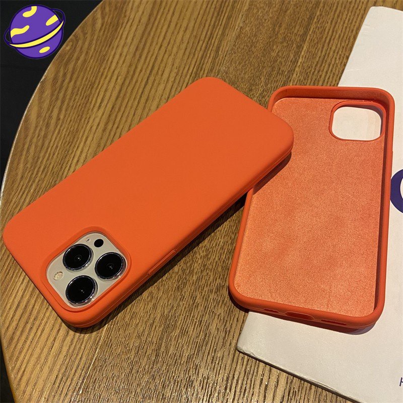 Orange Phone Case Liquid Silicone Full Cover Protective Cover