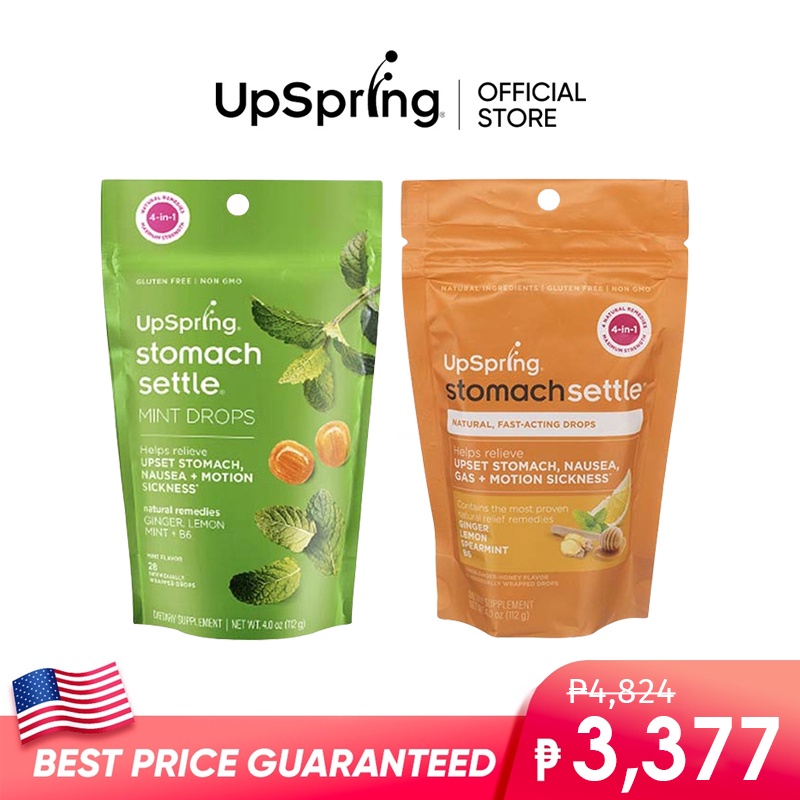 Upspring Stomach Settle, Pregnancy Nausea Relief Drops (Lemon Ginger & Honey + Mint Flavor