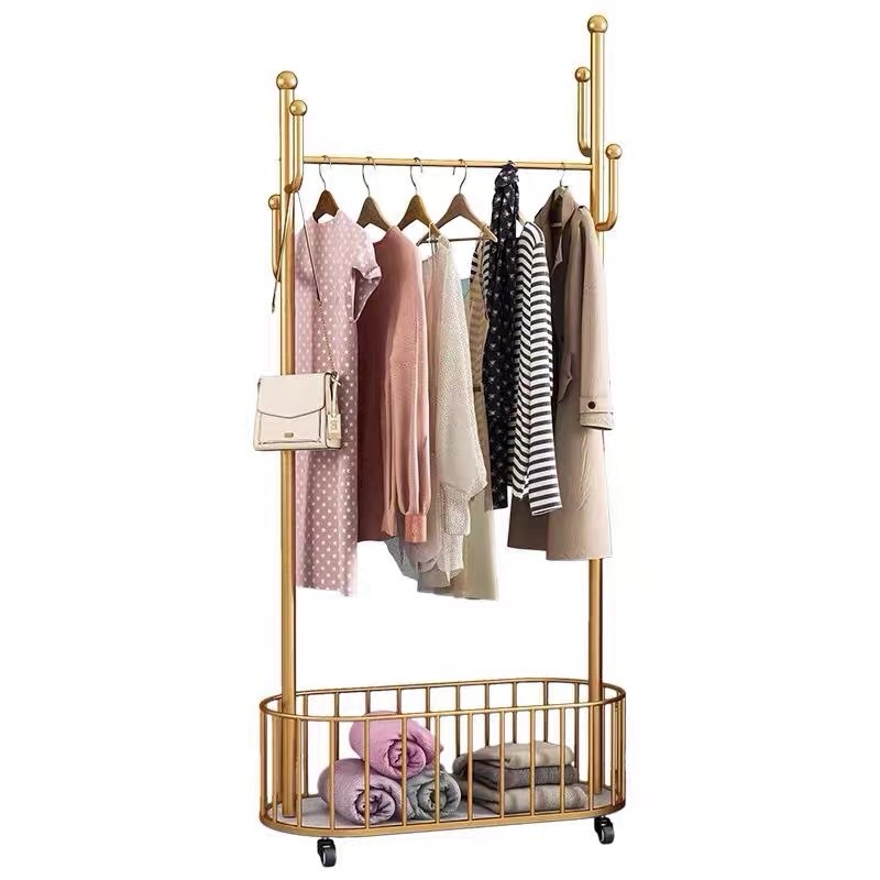 Nordic Metal Clothing Rack Clothes Storage Hanger Universal wheel ...