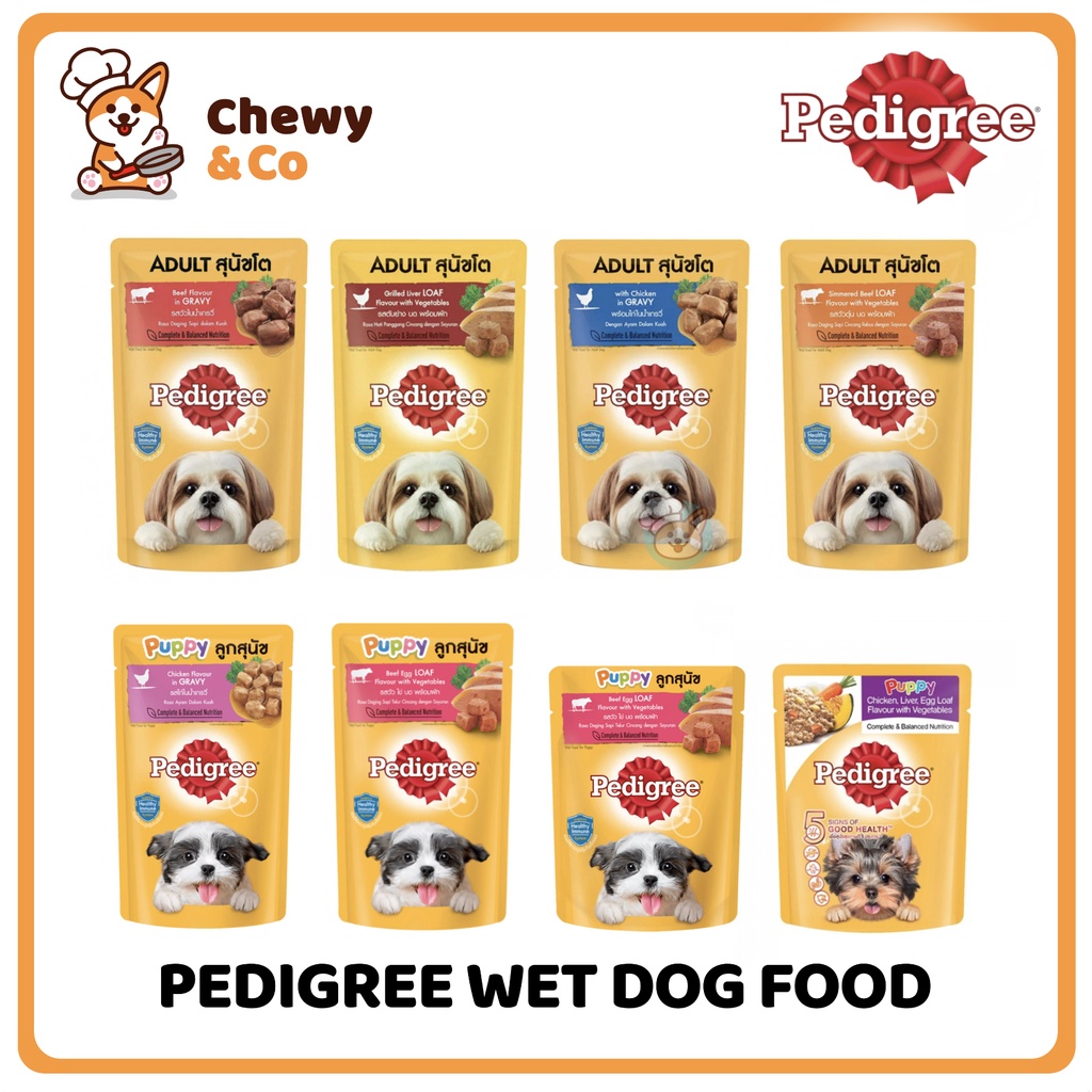 Pedigree Wet Dog Food Pouch For Puppy And Adult 80g And 130g | Shopee ...