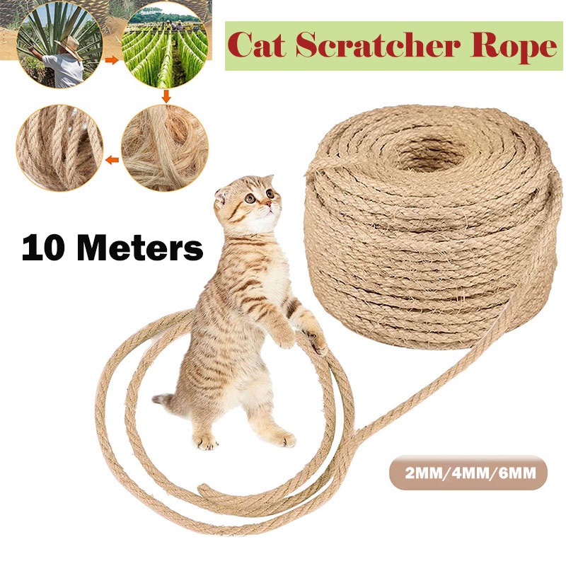 10 Meters Natural Sisal Rope Pet Cat Toys DIY Cat Scratcher Rope for ...